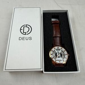 Deus Skeleton Edition Rose Gold Watch Brown Leather